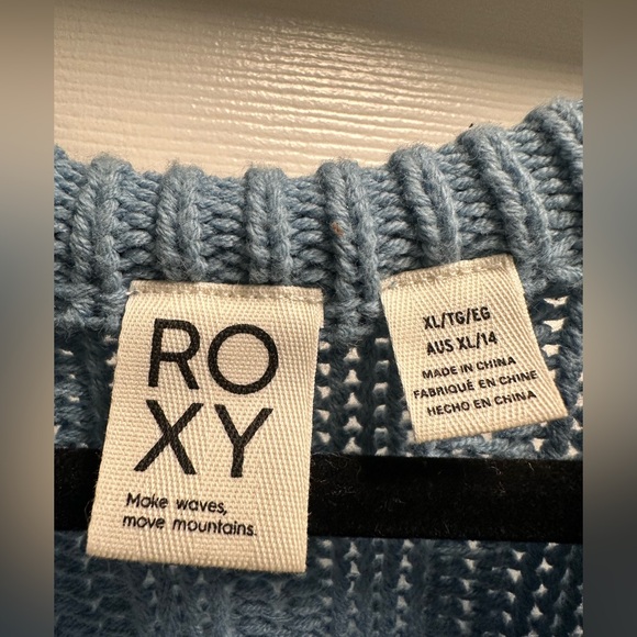 Roxy Light Blue Cable Knit Sweater XL - Picture 5 of 6